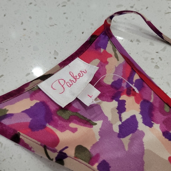 Parker silk ruffle watercolor floral mini dress - Picture 9 of 14